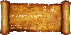 Heninger Albert névjegykártya